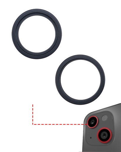 Support lentille caméra arrière - 2 pièces - pour iPhone 14 - 14 Plus - Minuit