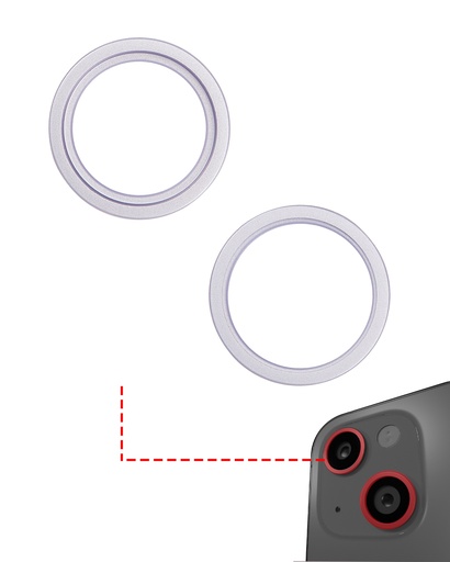 Support lentille caméra arrière - 2 pièces - pour iPhone 14 - 14 Plus - Mauve