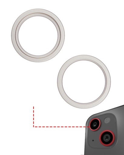 Support lentille caméra arrière - 2 pièces - pour iPhone 14 - 14 Plus - Starlight