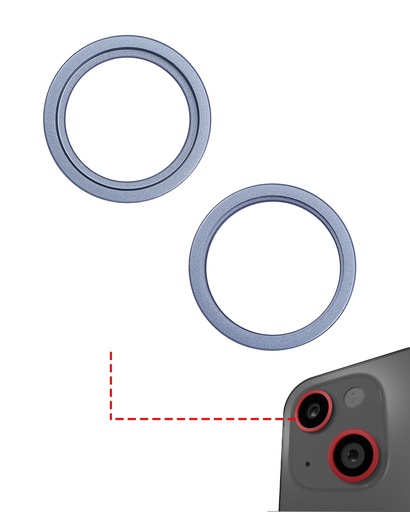 Support lentille caméra arrière - 2 pièces - pour iPhone 14 - 14 Plus - Bleu