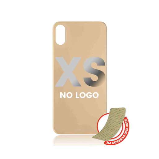 Vitre arrière avec adhésif 3M pour iPhone XS - Sans logo - Grande fente pour Caméra - Or