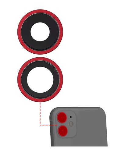 Lentille caméra arrière avec support pour iPhone 11 - Aftermarket Plus - Rouge
