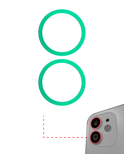[107082001975] Pack de 10 Anneaux de protection lentille caméra compatibles iPhone 11 - 2 pièces - Vert