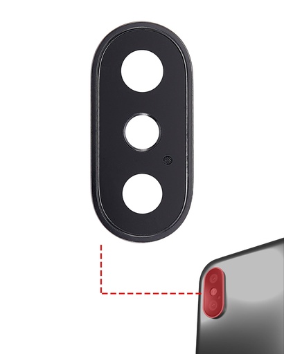 Lot de 10 lentilles caméra arrière avec support pour iPhone X - Aftermarket Plus - Space Gray