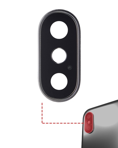 Lot de 10 lentilles caméra arrière avec support pour iPhone X - Aftermarket Plus - Argent
