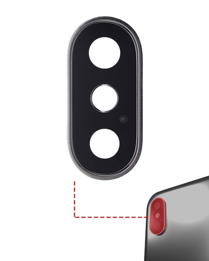 [107082069652] Pack de 10 Lentilles caméra arrière avec support compatibles iPhone X - Aftermarket Plus - Argent