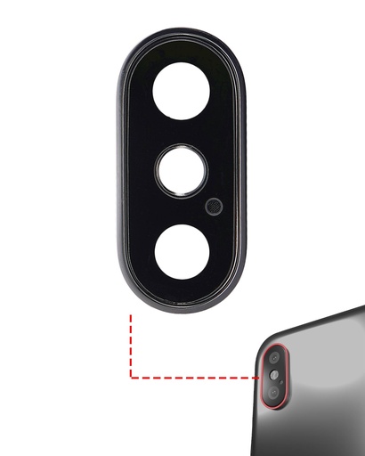 Lot de 10 lentilles caméra arrière avec support pour iPhone XS - XS Max - Aftermarket Plus - Argent