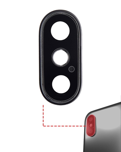 Lot de 10 lentilles caméra arrière avec support pour iPhone XS - XS Max - Aftermarket Plus - Space Gray