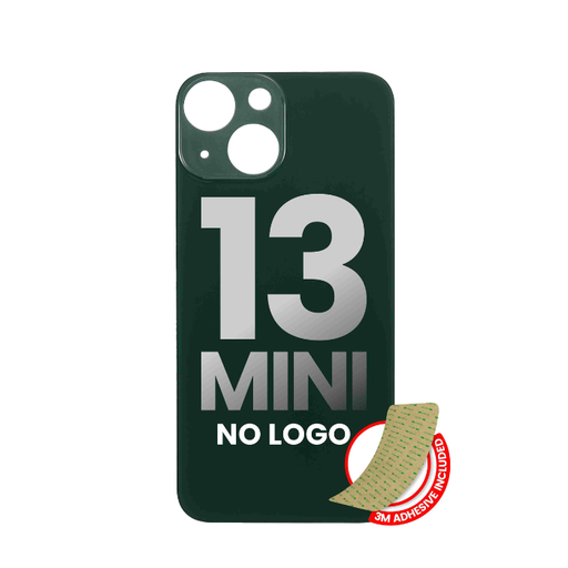 Vitre arrière avec adhésif 3M pour iPhone 13 Mini - sans logo - Fente large pour caméra - Vert