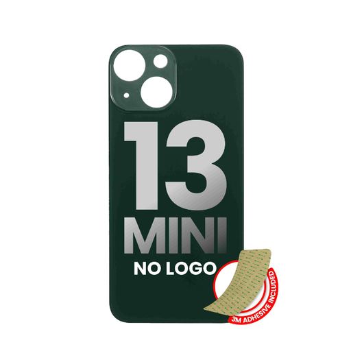 [107085042494] Vitre arrière avec adhésif 3M compatible iPhone 13 Mini - sans logo - Fente large pour caméra - Vert
