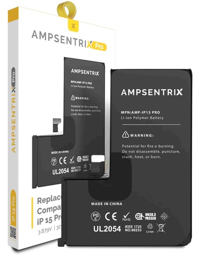 [107082130440] Batterie compatible iPhone 15 Pro - AmpSentrix Pro