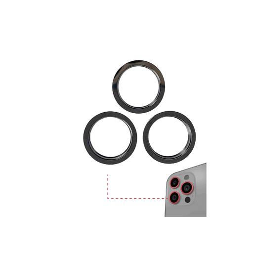 [107082001939] Pack de 10 anneaux de protection de lentille caméra arrière compatible iPhone 12 Pro - 3 pièces par lot - Graphite