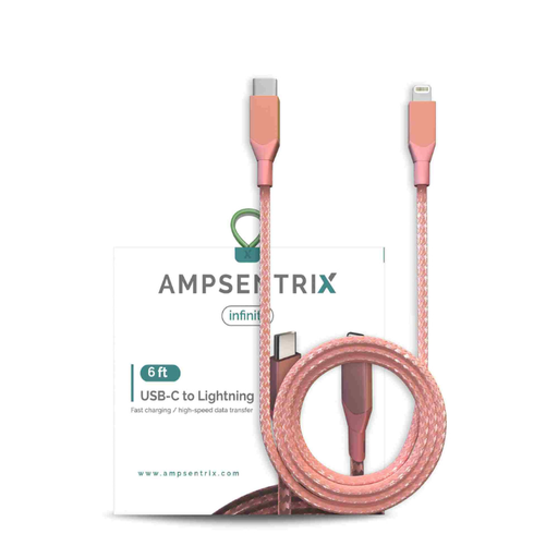 [107085008838] Câble USB-C vers Lightning non-MFI - 2m - Ampsentrix - Infinity - Rose