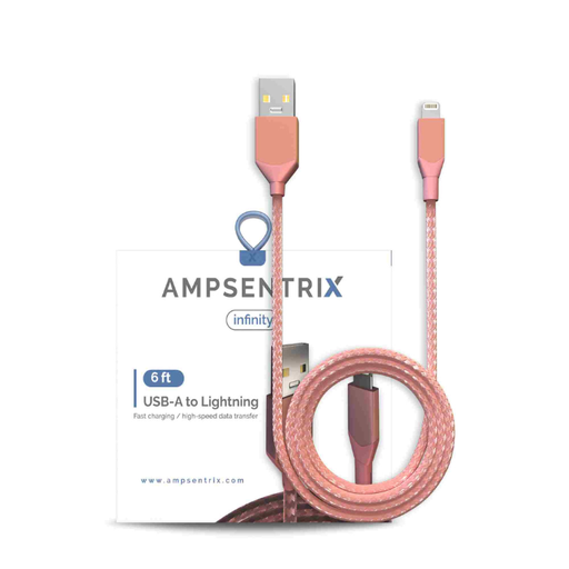 [107085008834] Câble USB-A vers Lightning non-MFI - 2m - Ampsentrix - Infinity - Rose