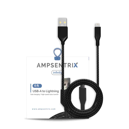 [107085008831] Câble USB-A vers Lightning non-MFI - 2m - Ampsentrix - Infinity - Noir