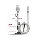 Câble USB-A vers USB-C - 2m - AmpSentrix - Infinity - Argent