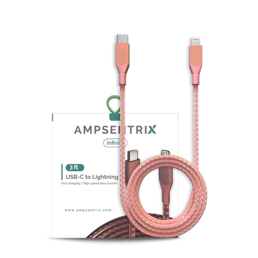 [107085008728] Câble USB-C vers Lightning non-MFI - 1m - Ampsentrix - Infinity - Rose