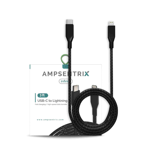 [107085008731] Câble USB-C vers Lightning non-MFI - 1m - Ampsentrix - Infinity - Noir