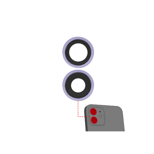 Lentille caméra arrière avec support pour iPhone 12 et 12 Mini - Aftermarket Plus - Violet