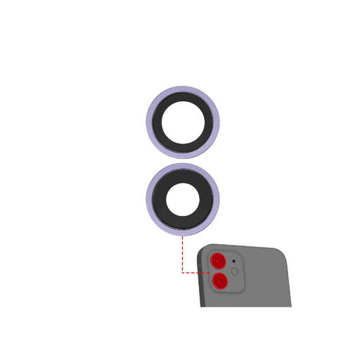 [107082003780] Lentille caméra arrière avec support compatible iPhone 12 et 12 Mini - Aftermarket Plus - Violet