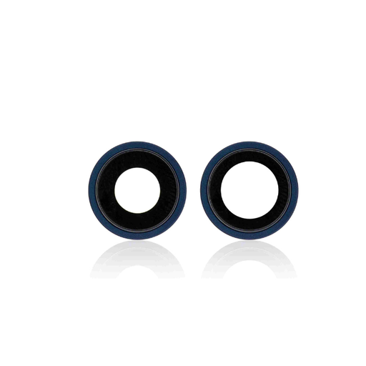 Lot de 10 lentilles caméra arrière avec support pour iPhone 12 et 12 Mini - Aftermarket Plus - Bleu