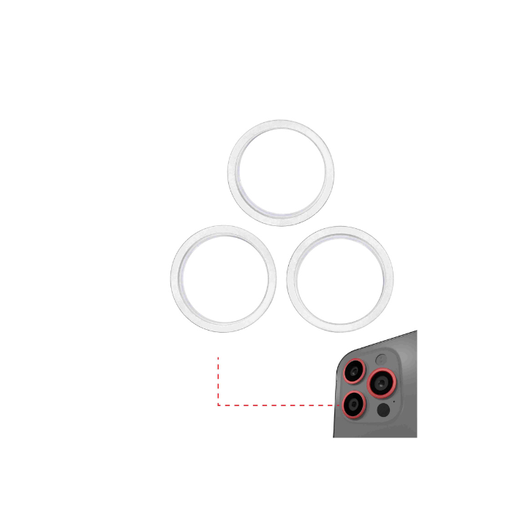 [107082080644] Anneau de protection lentille caméra arrière compatible iPhone 13 Pro et 13 Pro Max - 3 pièces - Argent