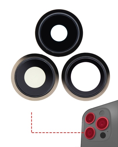 Lentille caméra arrière avec support pour iPhone 13 Pro et 13 Pro Max - Aftermarket Plus - Or