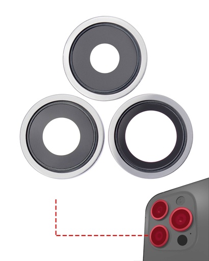 Lentille caméra arrière avec support pour iPhone 13 Pro et 13 Pro Max - Aftermarket Plus - Argent