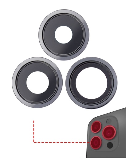 Lentille caméra arrière avec support pour iPhone 13 Pro et 13 Pro Max - Aftermarket Plus - Graphite