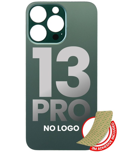 Vitre arrière avec adhésif 3M pour iPhone 13 Pro - Sans logo - Large camera hole - Alpine Green