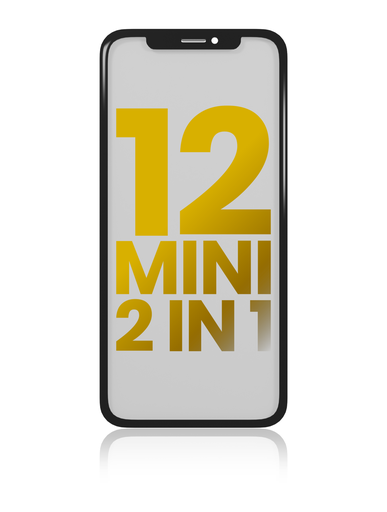 2 en 1 avec Châssis inclus - Vitre tactile et OCA préinstallé pour iPhone 12 Mini - OCA Master