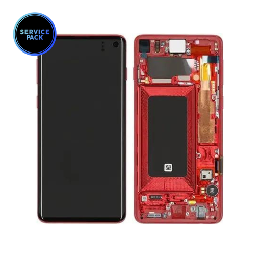 [GH82-18850H] Bloc écran OLED avec châssis pour SAMSUNG S10 - SERVICE PACK - Rouge