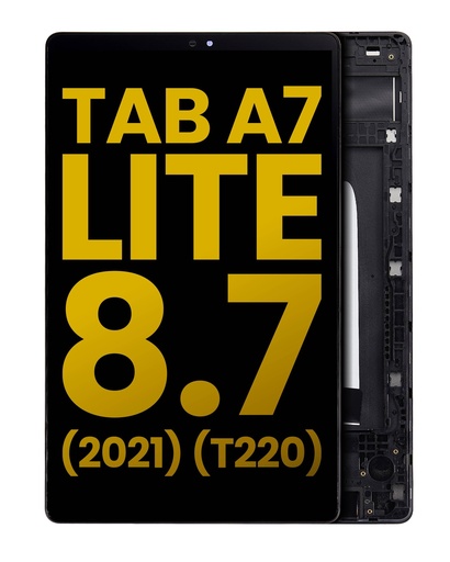 Bloc écran LCD avec châssis pour SAMSUNG Tab A7 Lite 8.7" 2021 - T220 - Version WiFi - Reconditionné - Noir
