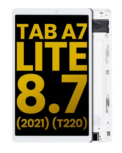 Bloc écran LCD avec châssis pour SAMSUNG Tab A7 Lite 8.7" 2021 - T220 - Version WiFi - Reconditionné - Blanc