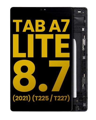 Bloc écran LCD avec châssis pour SAMSUNG Tab A7 Lite 8.7" 2021 - T225 - T227 - Version 4G - Reconditionné - Noir