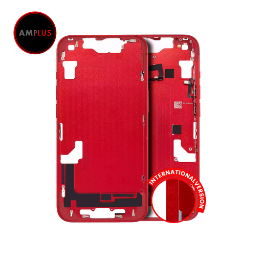 Châssis central avec boutons Power et Volumes pour iPhone 14 - Version internationale - Aftermarket Plus - Rouge