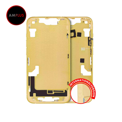 Châssis central avec boutons Power et Volumes pour iPhone 14 - Version internationale - Aftermarket Plus - Jaune