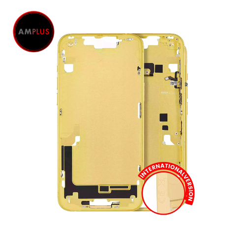 Châssis central avec boutons Power et Volumes pour iPhone 14 Plus - Version internationale - Aftermarket Plus - Jaune