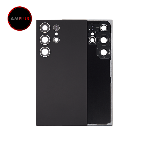 Vitre arrière avec lentille caméra pour SAMSUNG S24 Ultra 5G - Sans logo - Aftermarket Plus - Titanium Black
