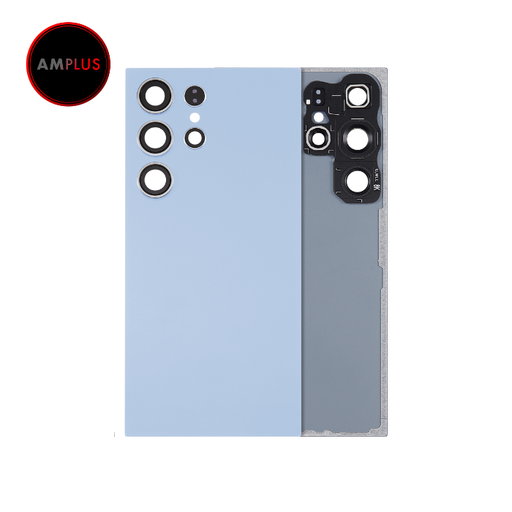 Vitre arrière avec lentille caméra pour SAMSUNG S24 Ultra 5G - Sans logo - Aftermarket Plus - Titanium Blue