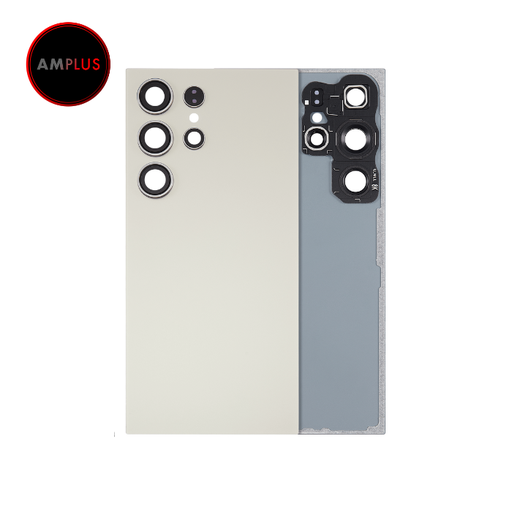 Vitre arrière avec lentille caméra pour SAMSUNG S24 Ultra 5G - Sans logo - Aftermarket Plus - Titanium Gray
