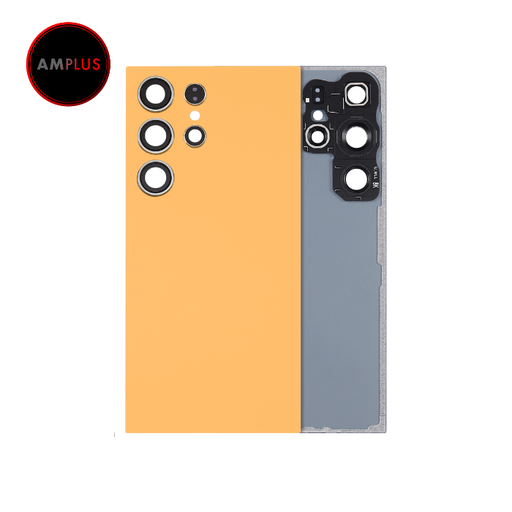 Vitre arrière avec lentille caméra pour SAMSUNG S24 Ultra 5G - Sans logo - Aftermarket Plus - Titanium Orange
