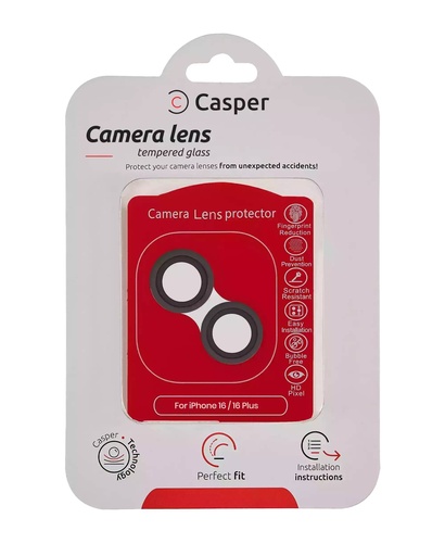 Protection lentille pour iPhone 16 - 16 Plus - Casper - Noir