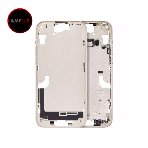 Châssis central avec boutons Power et Volumes pour iPhone 15 Plus - Version Internationale - Aftermarket Plus - Jaune
