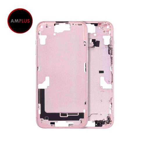 Châssis central avec boutons Power et Volumes compatible iPhone 15 Plus - Version Internationale - Aftermarket Plus - Rose