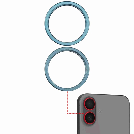 Support lentille caméra arrière - 2 pièces - pour iPhone 16 et 16 Plus  - Bleu Sarcelle
