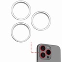 Support lentille caméra arrière - 3 pièces - pour iPhone 16 Pro et 16 Pro Max  - Blanc Titane