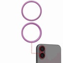 Support lentille caméra arrière - 2 pièces - pour iPhone 16 et 16 Plus - Rose