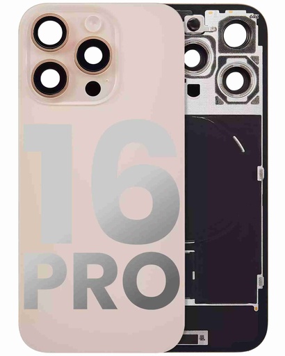 Vitre arrière ORIGINALE pour iPhone 16 Pro - avec plaque en métal - NFC - Magsafe - Nappe Flash - Grade A - Titane Désert