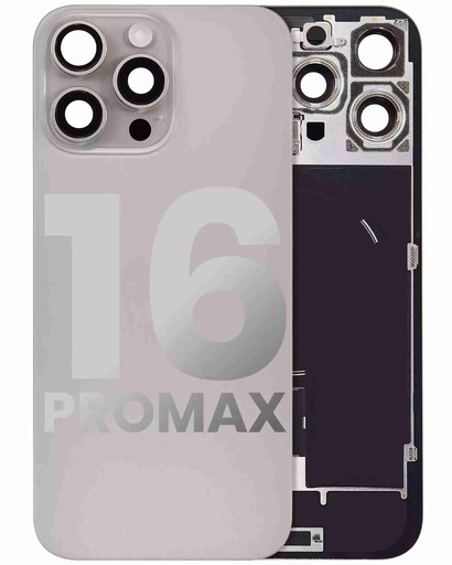 Vitre arrière ORIGINALE pour iPhone 16 Pro Max - avec plaque en métal - NFC - Magsafe - Nappe Flash - Grade A - Titane naturel